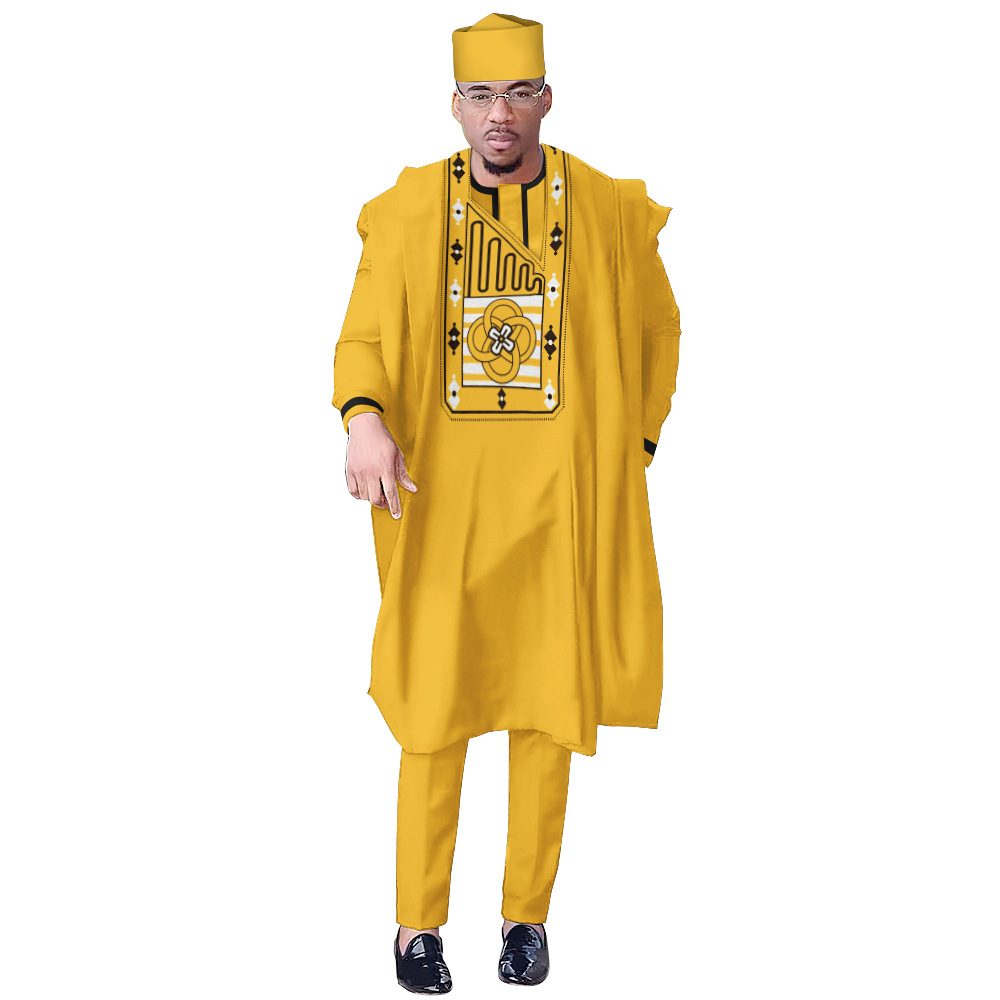 Boubou Men Africa - Traditional Boubou Shirt Pants with Hat