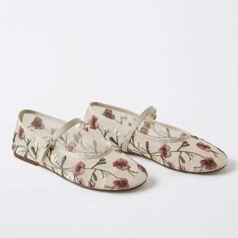 Mesh Embroidered Leisure Balle - Ethnic Fashion Brands 리뷰 및 가격