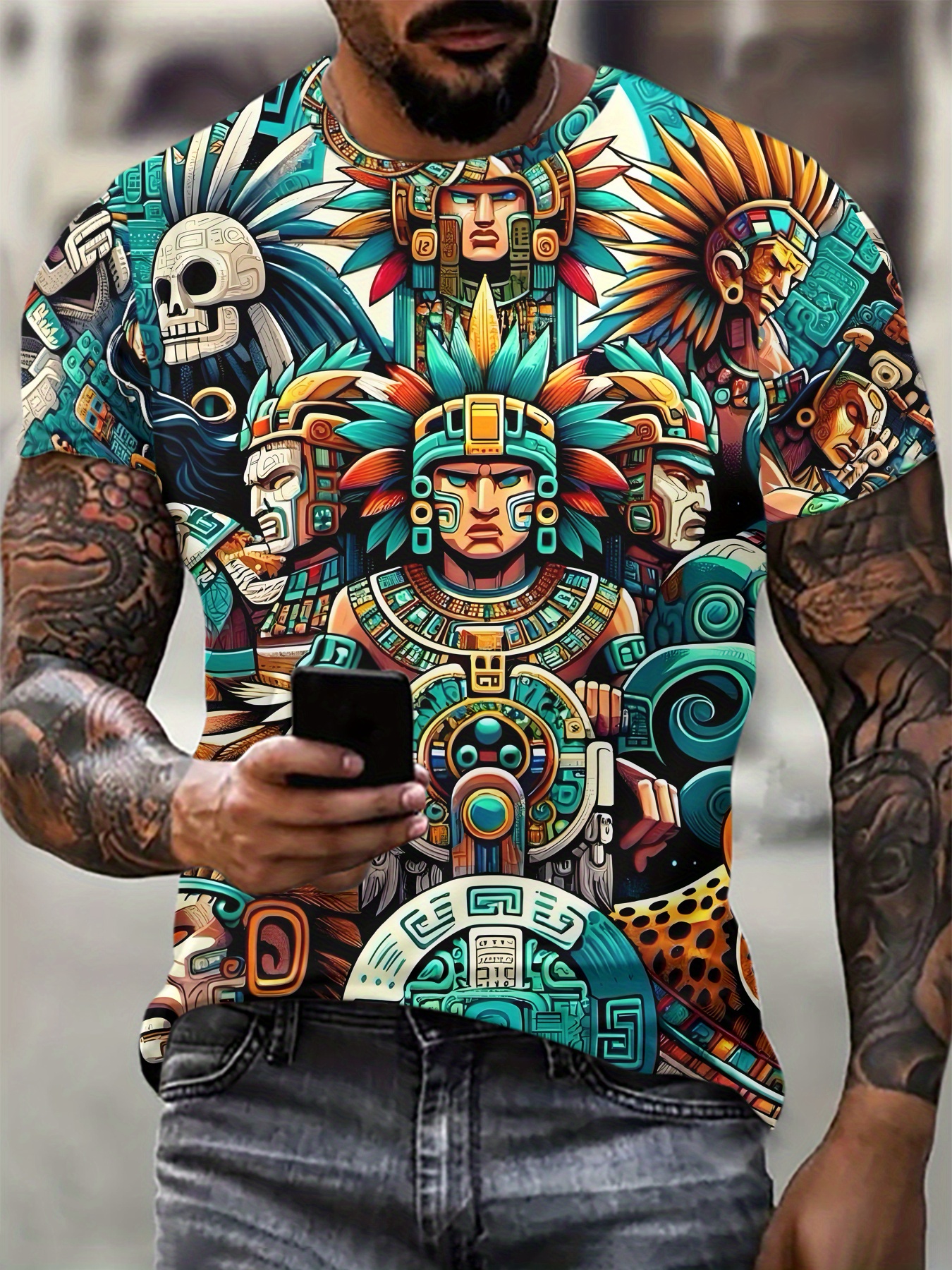 Men's Men And Skull With Ethni - Ethnic Fashion Illustration 리뷰 및 가격